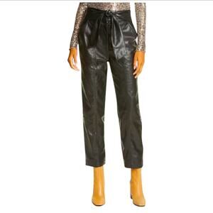 Joie Vegan Leather High Waist Tie Waist Tummy Control Black Pants XL
